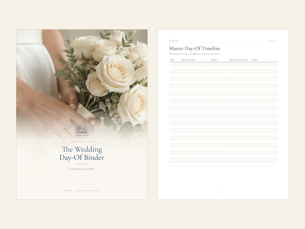 The Day-Of Binder: cover and master timeline worksheet preview